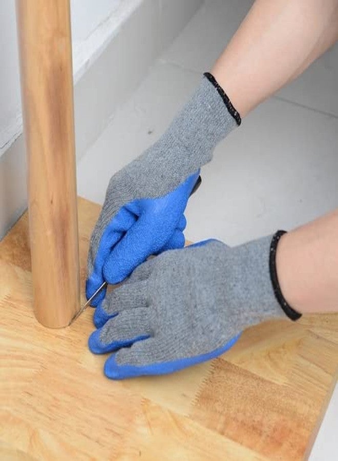SSWW Synthetic Nylon Multipurpose Heavy-Duty Reusable Washable Crinkle Coated Anti-Cut Protection Safety Hand Gloves For Gardening Industrial Cleaning For Men & Women (Grey/Blue) - Pack Of 5 Pairs - Image 5